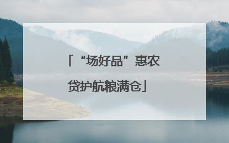 “场好品”惠农贷护航粮满仓