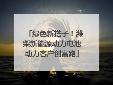 绿色新搭子！潍柴新能源动力电池助力客户创富路