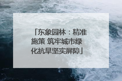 东象园林：精准施策 筑牢城市绿化抗旱坚实屏障