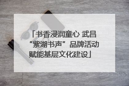 书香浸润童心 武昌“紫湖书声”品牌活动赋能基层文化建设