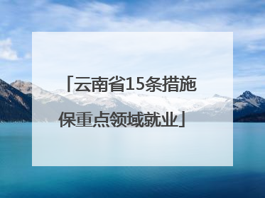 云南省15条措施保重点领域就业