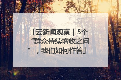 云新闻观察｜5个“群众持续增收之问”，我们如何作答