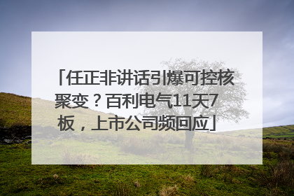 任正非讲话引爆可控核聚变？百利电气11天7板，上市公司频回应