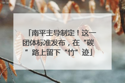 南平主导制定！这一团体标准发布，在“碳”路上留下“竹”迹