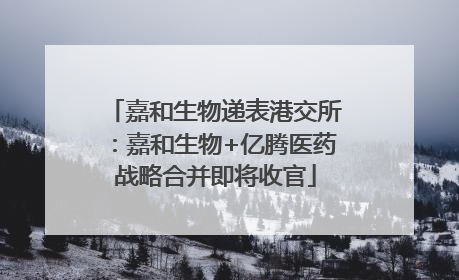 嘉和生物递表港交所：嘉和生物+亿腾医药战略合并即将收官