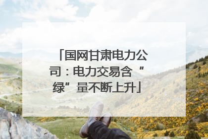 国网甘肃电力公司：电力交易含“绿”量不断上升