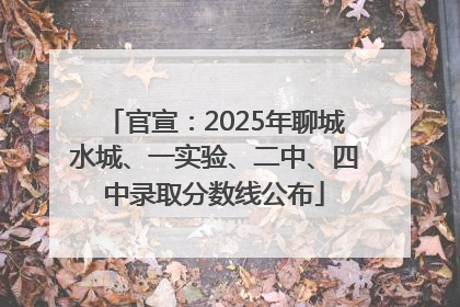 官宣：2025年聊城水城、一实验、二中、四中录取分数线公布