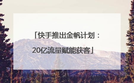 快手推出金帆计划：20亿流量赋能获客