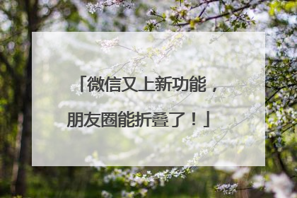 微信又上新功能，朋友圈能折叠了！