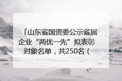 山东省国资委公示省属企业“两优一先”拟表彰对象名单，共250名（个）党员和党组织