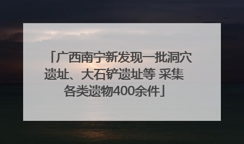 广西南宁新发现一批洞穴遗址、大石铲遗址等 采集各类遗物400余件