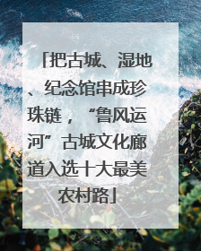 把古城、湿地、纪念馆串成珍珠链，“鲁风运河”古城文化廊道入选十大最美农村路