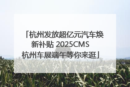 杭州发放超亿元汽车焕新补贴 2025CMS杭州车展端午等你来逛