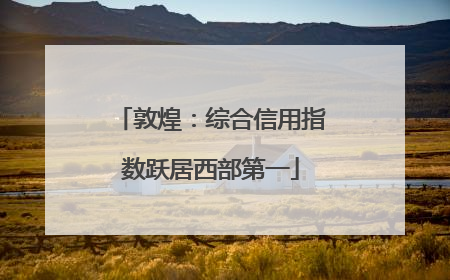 敦煌：综合信用指数跃居西部第一