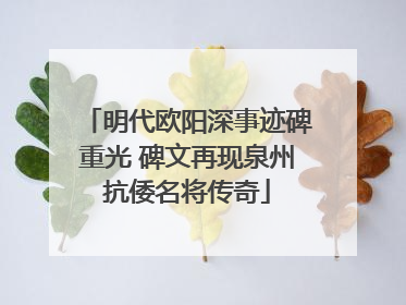 明代欧阳深事迹碑重光 碑文再现泉州抗倭名将传奇