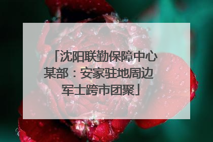 沈阳联勤保障中心某部：安家驻地周边 军士跨市团聚