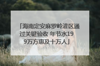 海南定安麻罗岭灌区通过关键验收 年节水199万方惠及十万人