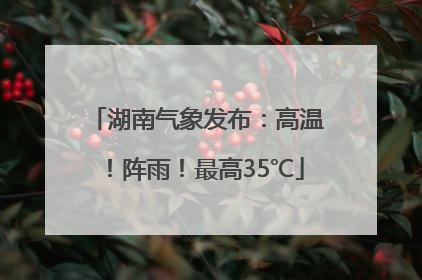 湖南气象发布：高温！阵雨！最高35℃