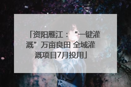 资阳雁江：“一键灌溉”万亩良田 全域灌溉项目7月投用