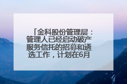 金科股份管理层：管理人已经启动破产服务信托的招募和遴选工作，计划在6月初召开评审会