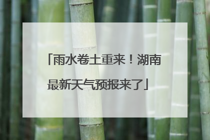 雨水卷土重来！湖南最新天气预报来了