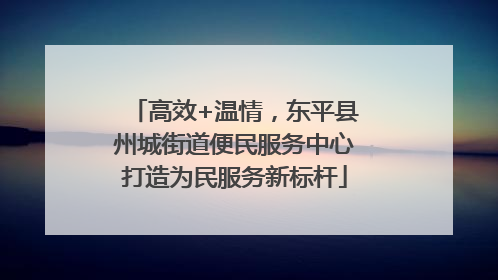 高效+温情，东平县州城街道便民服务中心打造为民服务新标杆
