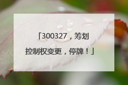 300327，筹划控制权变更，停牌！